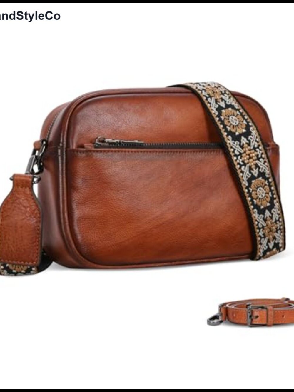 Genuine Leather Crossbody Bag Adjustable Strap Shoulder Purse
